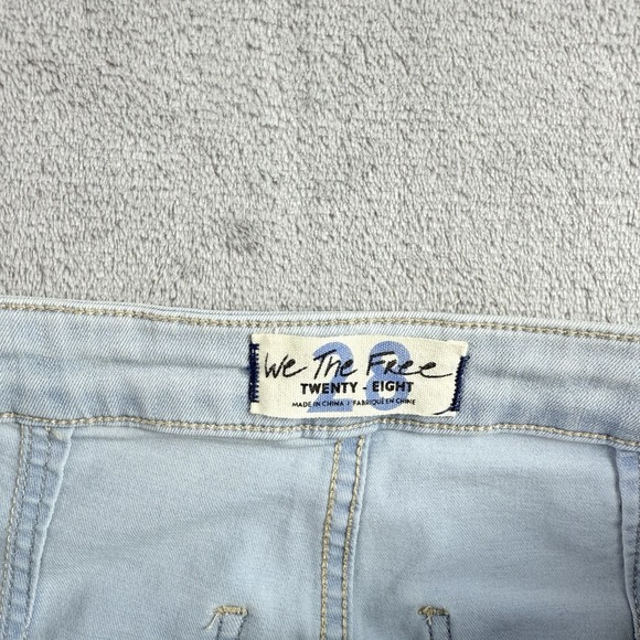 We The Free Jeans Womens 28x26 Blue Denim Super Flare Raw Fray Retro Bell Bottom - Picture 16 of 16